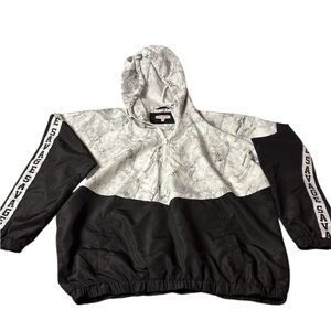 Angel Kiss Marble White and Black Hooded Raincoat